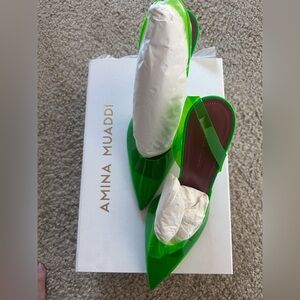 Amina Muaddi Vibrant Green Heels